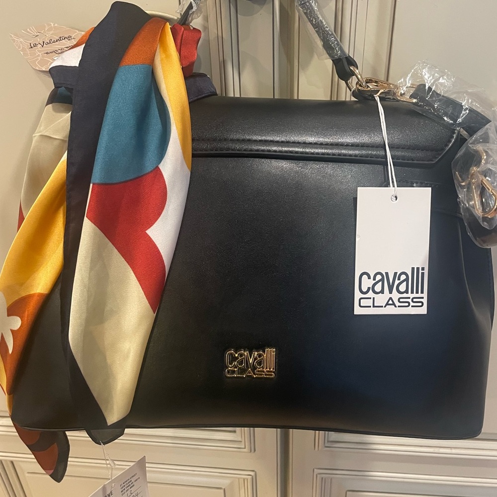 Cavalli Class Elegant Black Satchel - Picture 2 of 8